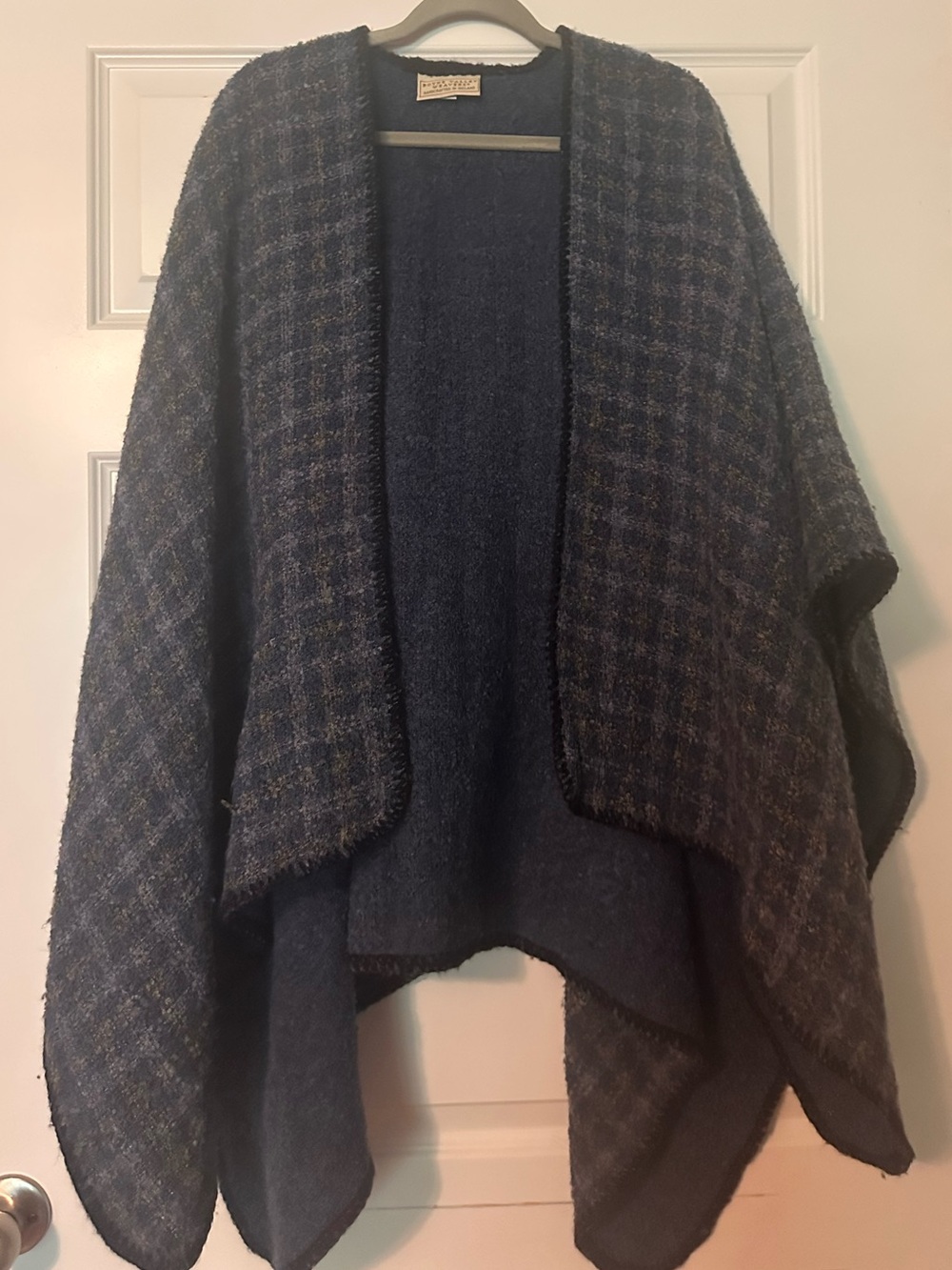 Boyne Valley Weavers Navy Open-Front Knit Poncho Wrap